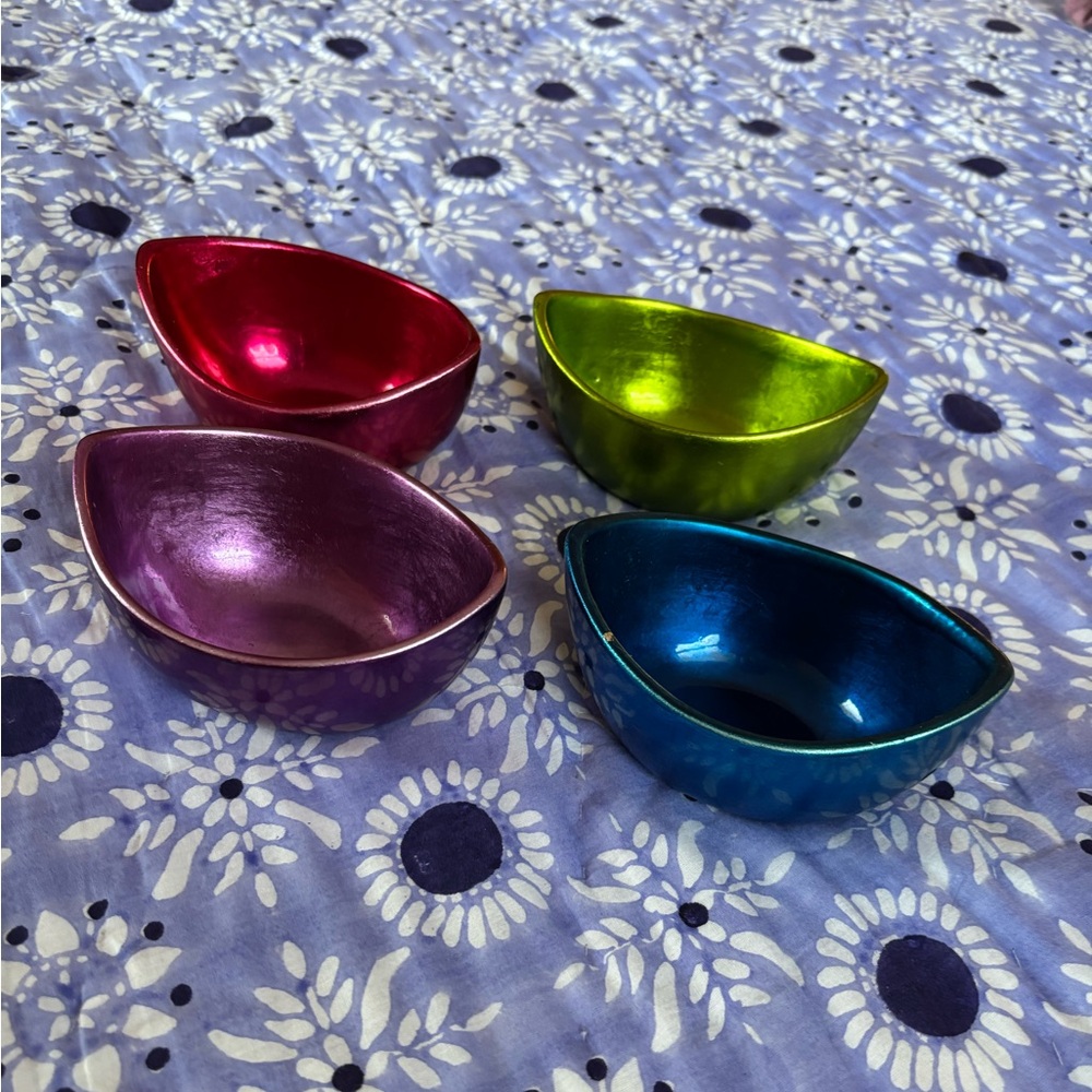 Four Tiny Bright Foiled Bowls